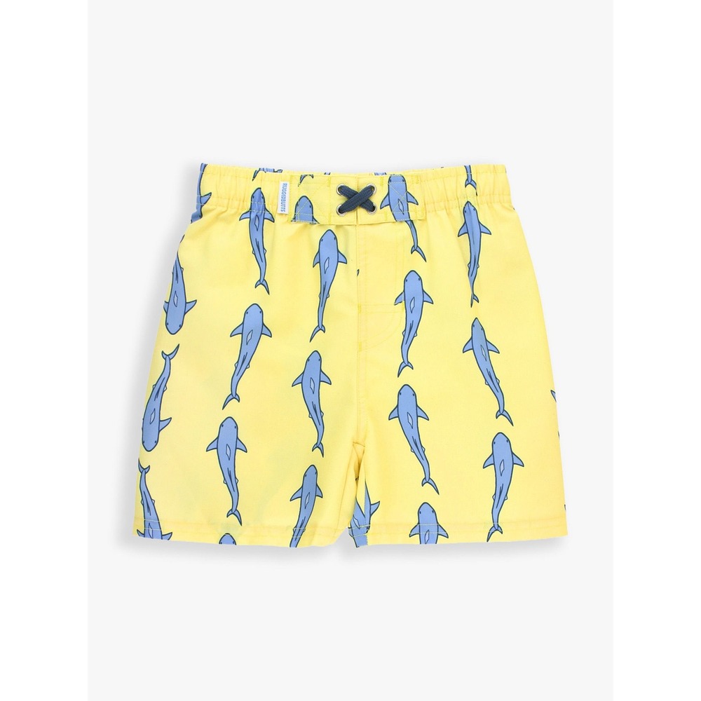 RuggedButts Boys Yellow Shark Jawsome Swim Trunks‎ UPF 50+